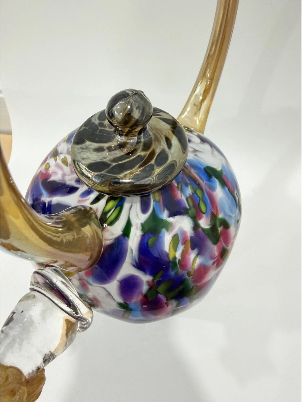 Beautiful Late 20th Century Art Glass Teapot Sculpture By PAUL COUNTS Unsigned
